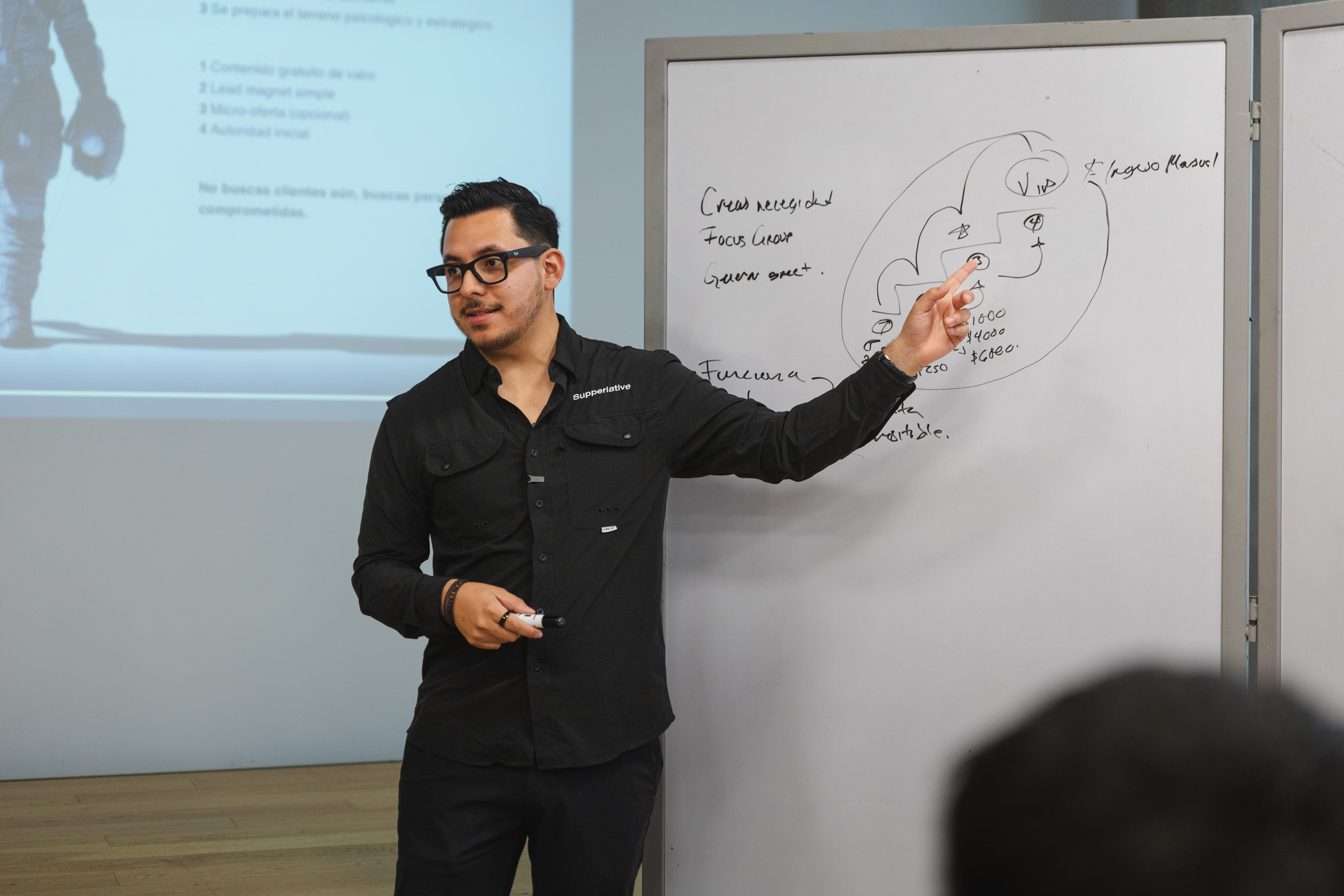 Isaac Leos impartiendo masterclass de estrategia de marketing