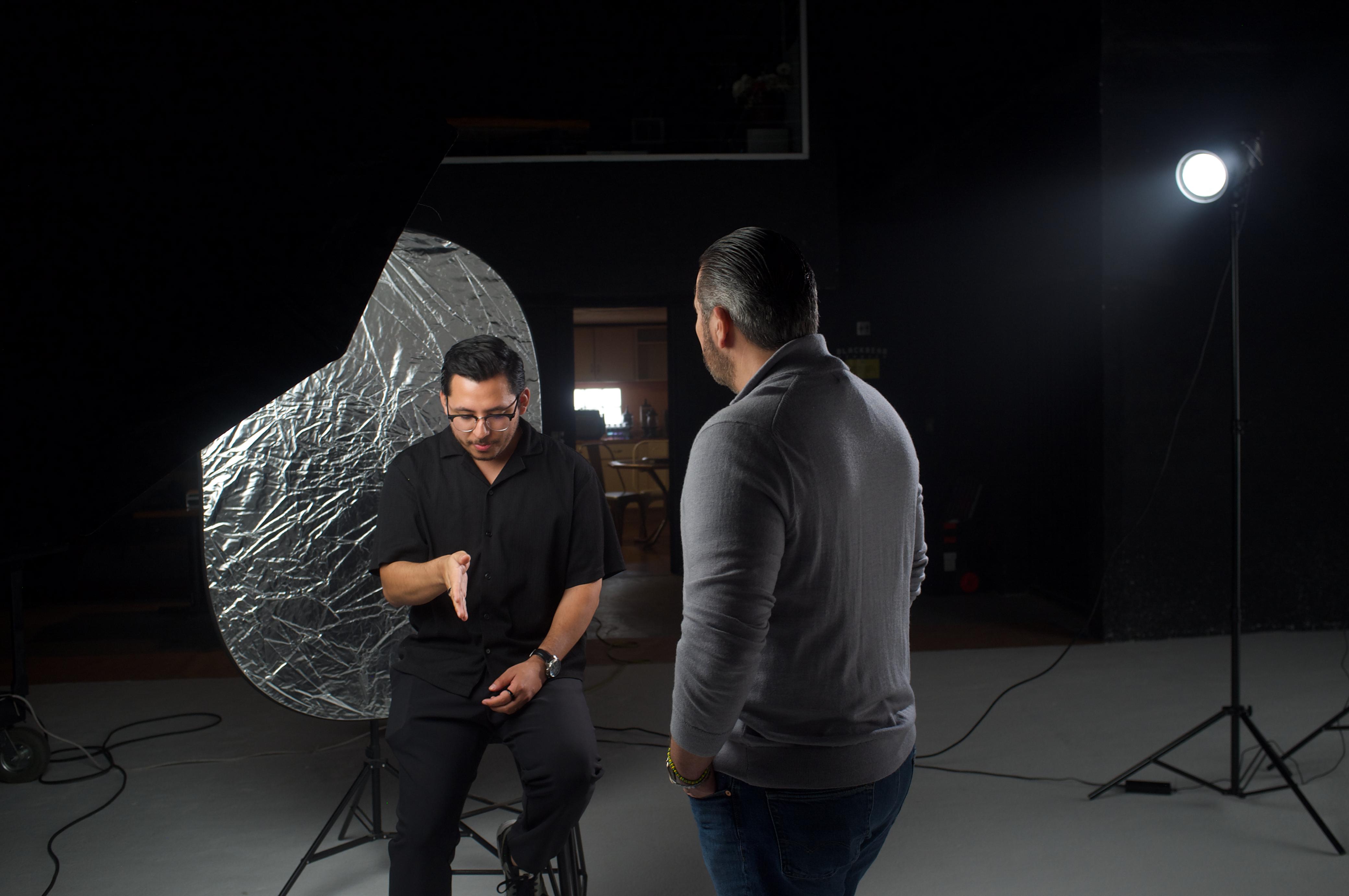 Sesión de producción audiovisual en estudio